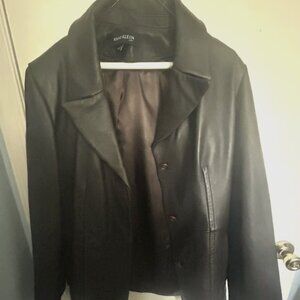 Beautiful Ann Klein Womens Large Leather Jacket, Long  Used but MINT!